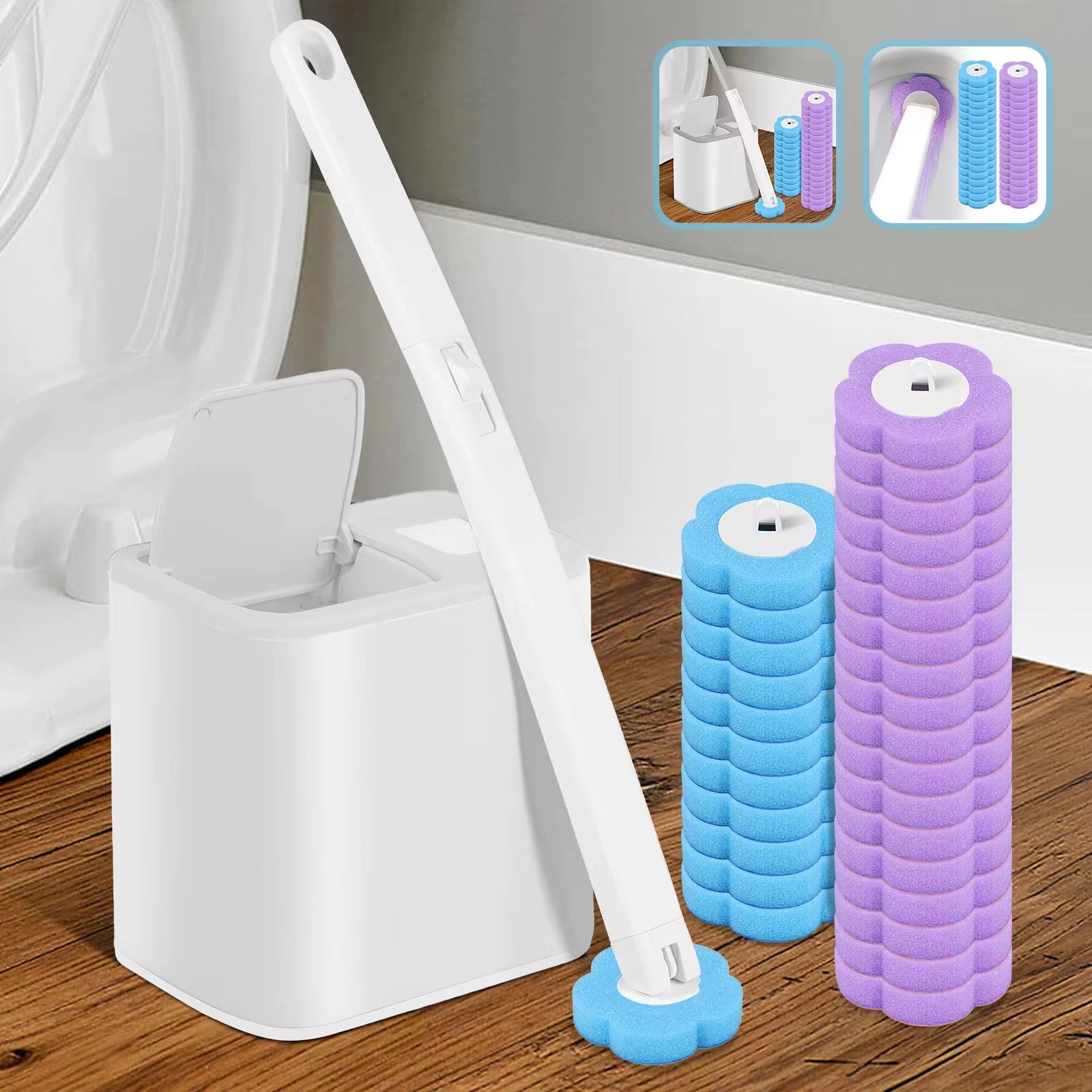 Toilet Brush with Disposable Replacement Head Kits Upgrade Long Handle Bathroom Cleaning Brush for Home Wc Accessories