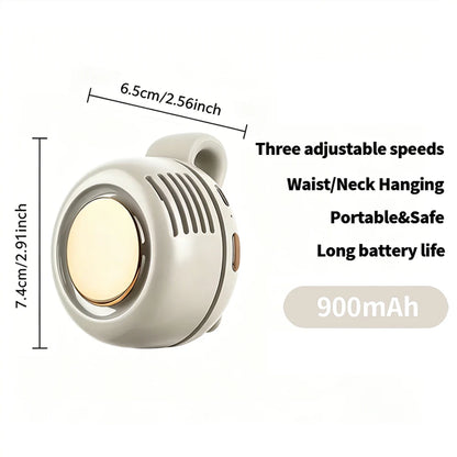 Mini Whirlwind Leafless Fan 3-Speed Silent Strong Wind USB Rechargeable Handsfree Waist Clip Handheld for Outdoor Travel Hiking