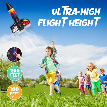 Rocket Launcher for Kids Self Launching Motorized Air Rocket Toy Rockets with Parachute Land 200 Feet of Flight Outdoor Toys