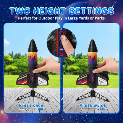 Rocket Launcher for Kids Self Launching Motorized Air Rocket Toy Rockets with Parachute Land 200 Feet of Flight Outdoor Toys