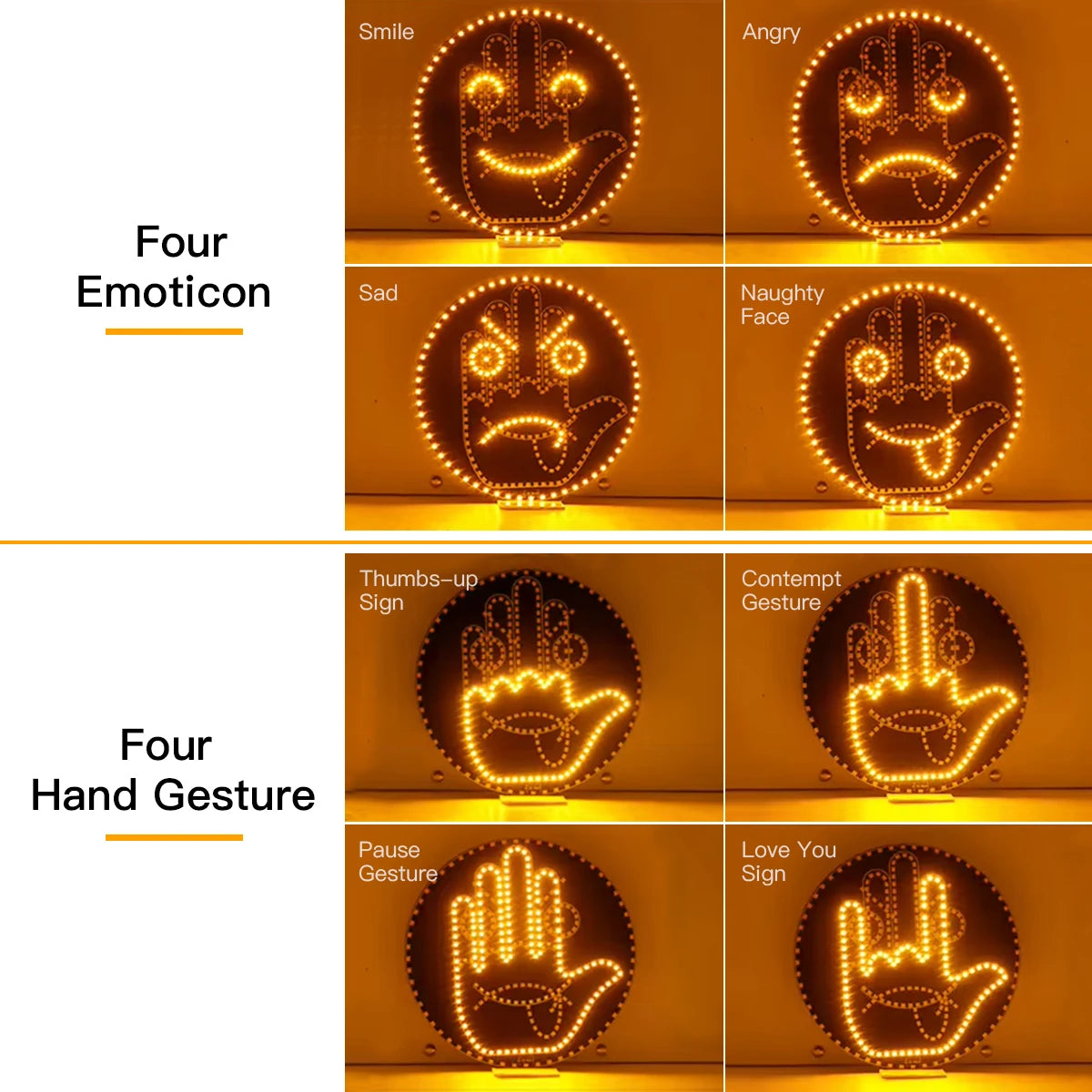 Waterproof Car Glow Palm Main Gesture Light Car Led Lighting Expression Finger Light Road Rage Middle Finger Gesture Palm Light