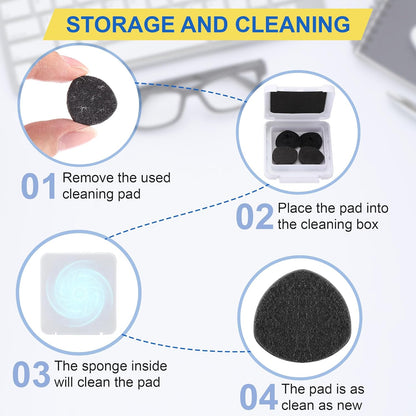 4 Pcs Replacement Cleaner Pads Compatible with Carbonklean Eyeglass Cleaner, Eye Glasses Cleaning Brush Pad Tool, for Cleaning Fingerprint of Lens and Glasses