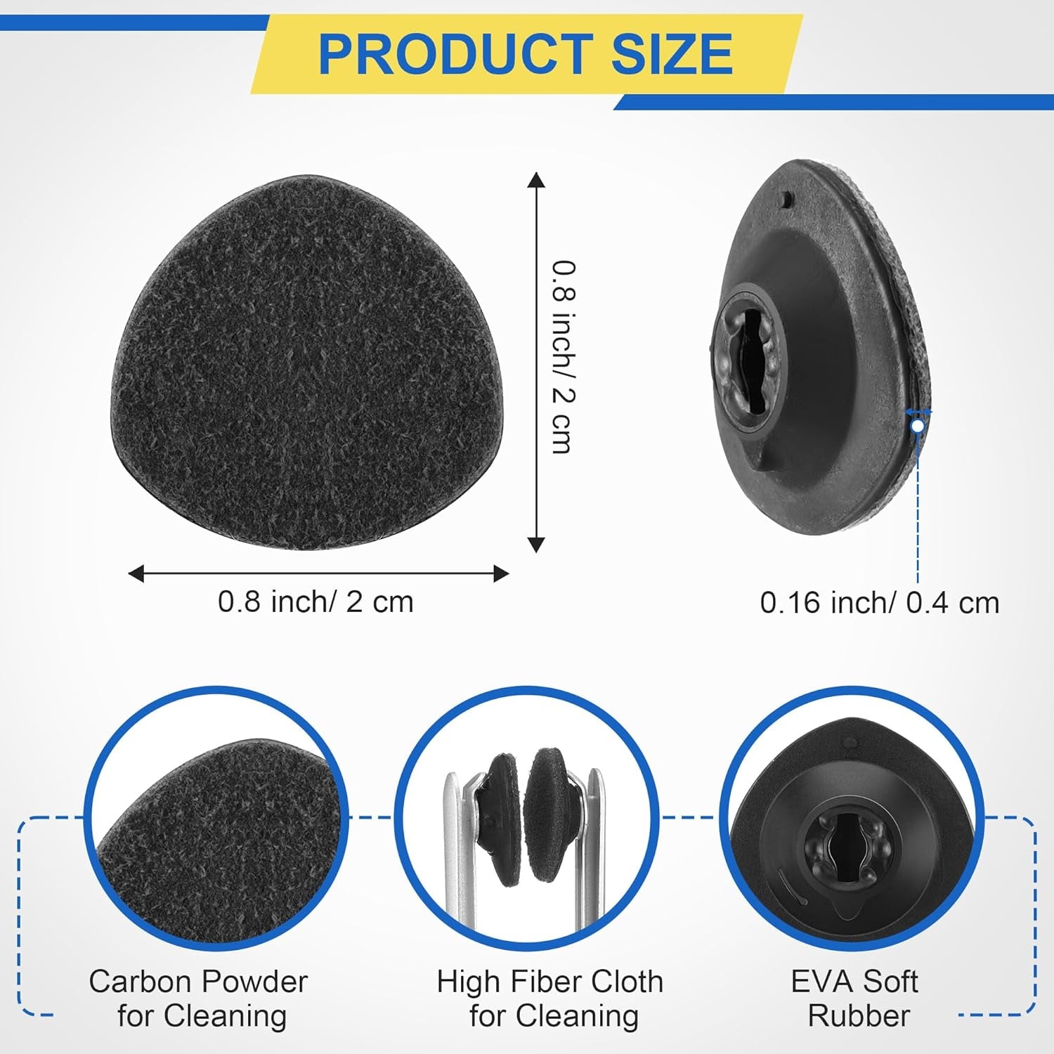 4 Pcs Replacement Cleaner Pads Compatible with Carbonklean Eyeglass Cleaner, Eye Glasses Cleaning Brush Pad Tool, for Cleaning Fingerprint of Lens and Glasses