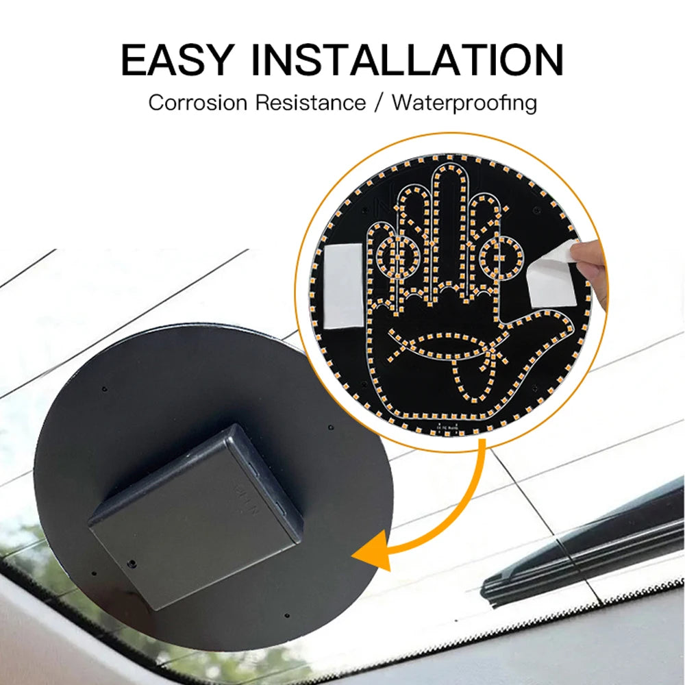 Waterproof Car Glow Palm Main Gesture Light Car Led Lighting Expression Finger Light Road Rage Middle Finger Gesture Palm Light