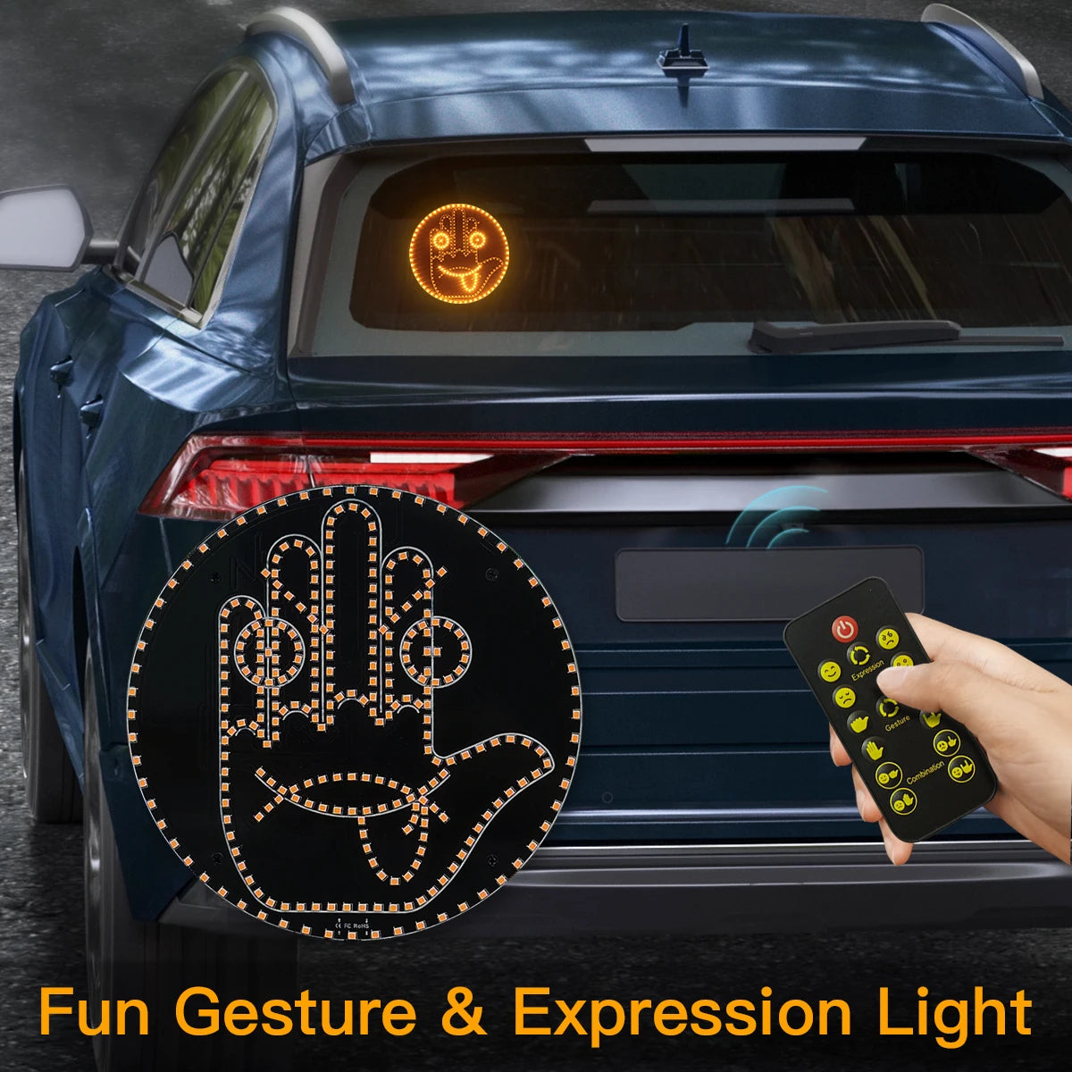 Waterproof Car Glow Palm Main Gesture Light Car Led Lighting Expression Finger Light Road Rage Middle Finger Gesture Palm Light