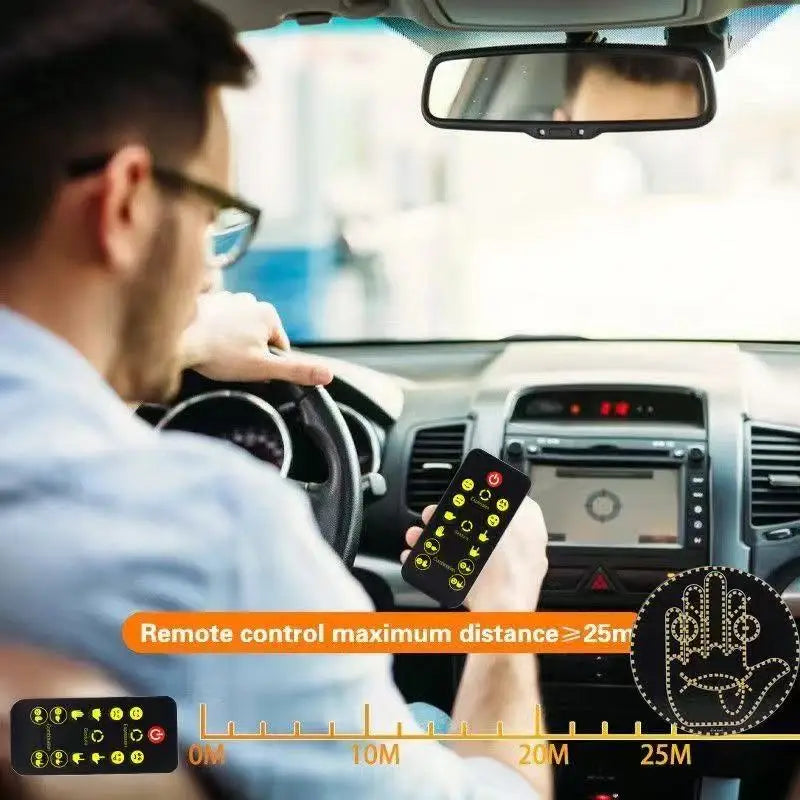 Waterproof Car Glow Palm Main Gesture Light Car Led Lighting Expression Finger Light Road Rage Middle Finger Gesture Palm Light
