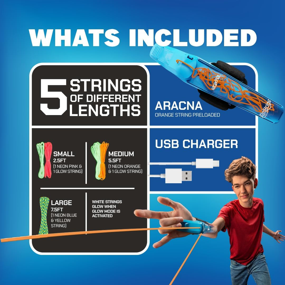 Aracna Glow-In-The-Dark Webshooter – Superhero String Launcher Toy for Kids, Teens & Adults – Patented, Reloading, Durable & Viral Web Shooting Action Toy for Endless Tricks & Epic Battles