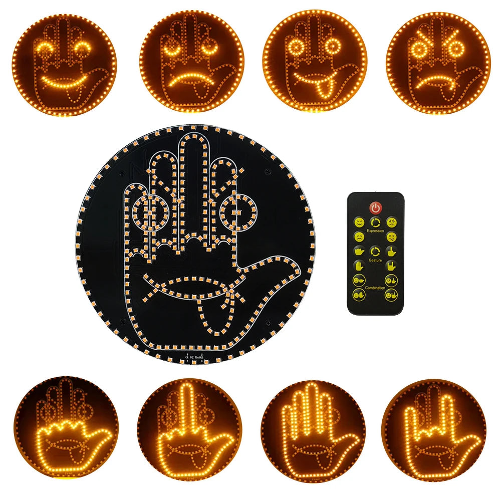 Waterproof Car Glow Palm Main Gesture Light Car Led Lighting Expression Finger Light Road Rage Middle Finger Gesture Palm Light